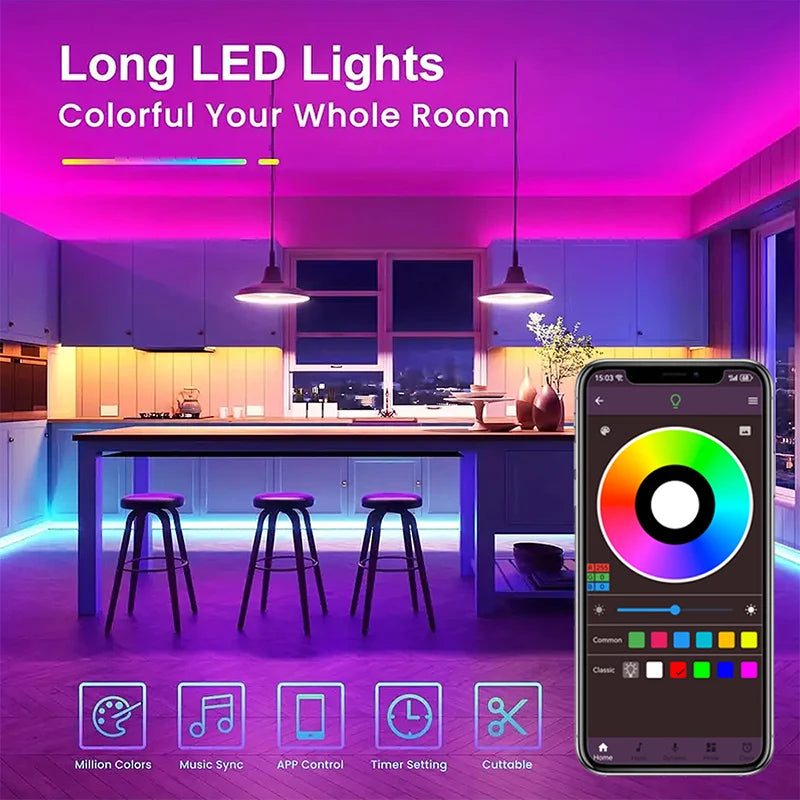 RGB LED Strip Lights Bluetooth Control